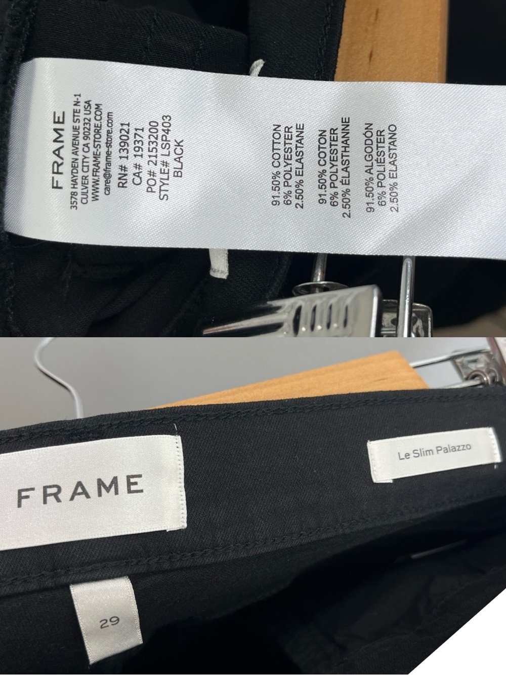 FRAME NWOT Le Slim Palazzo Long Jeans in Black size 29 - Picture 9 of 9